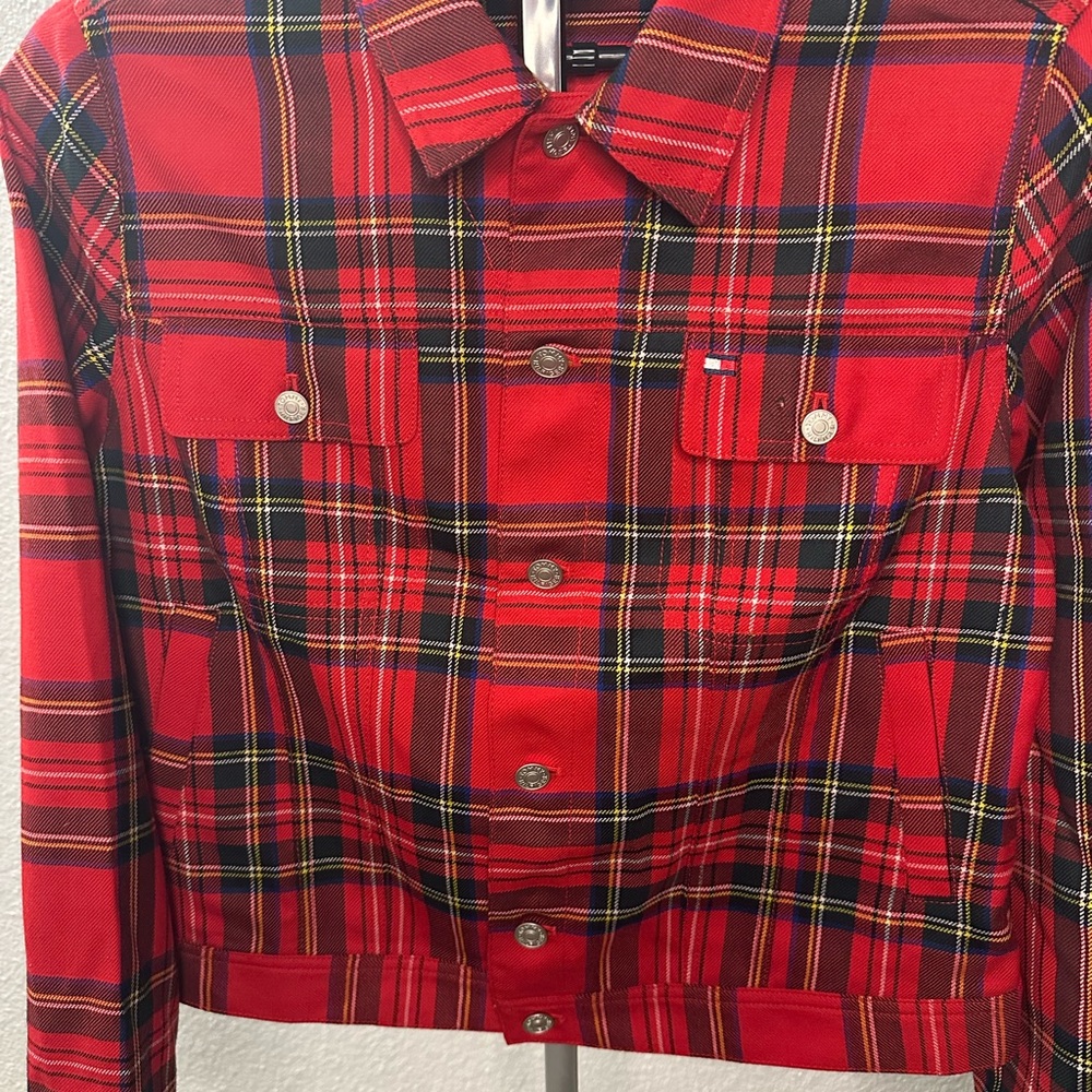 Tommy Hilfiger Red and Black Plaid Jacket